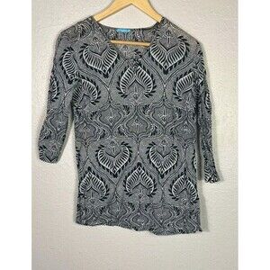 J.McLaughlin Size‎ XS Black And White  Paisley Tunic Top Blouse N71